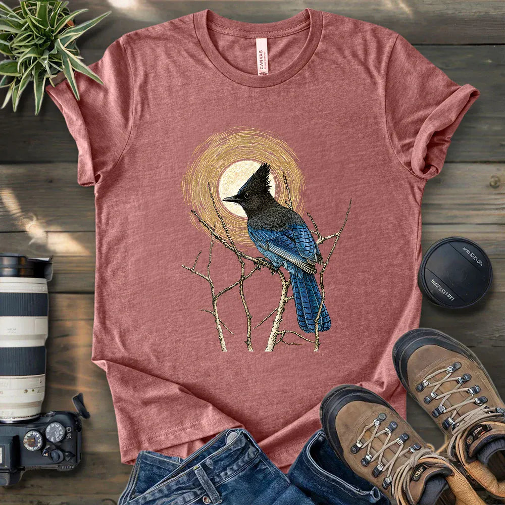 Steller's Jay Under Forest Moonlight T-shirt