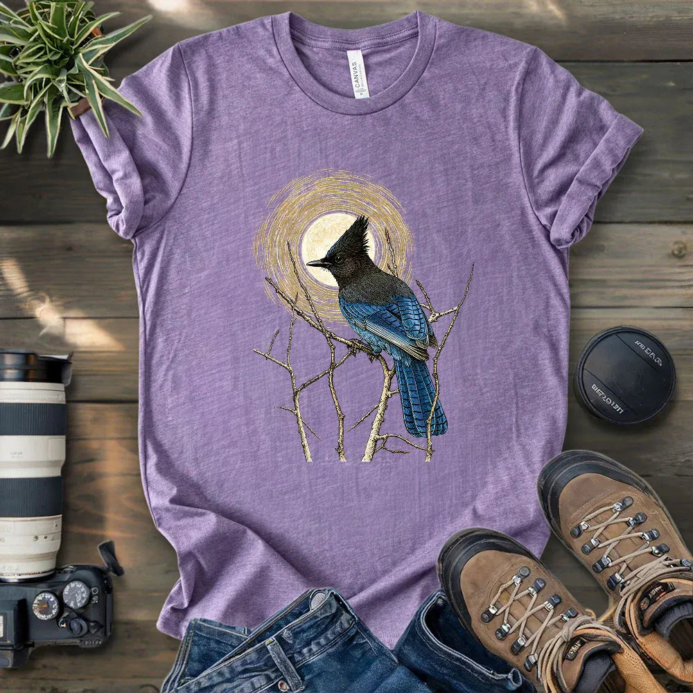 Steller's Jay Under Forest Moonlight T-shirt