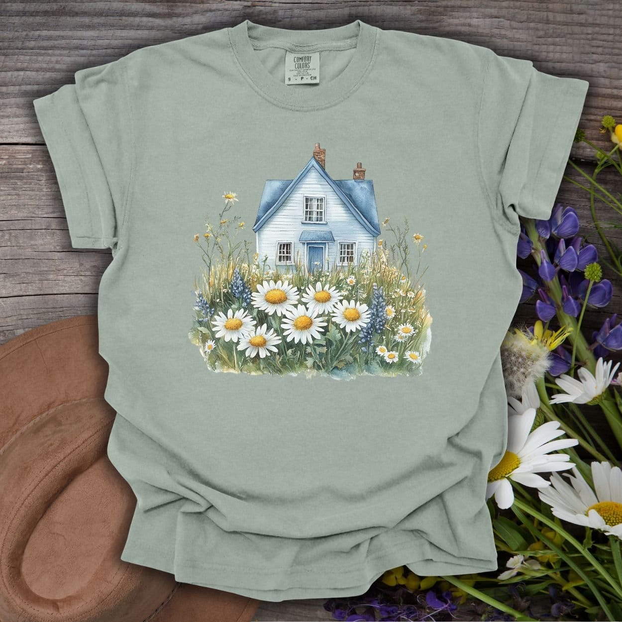 Summer Cottage & Wildflower Field T-Shirt