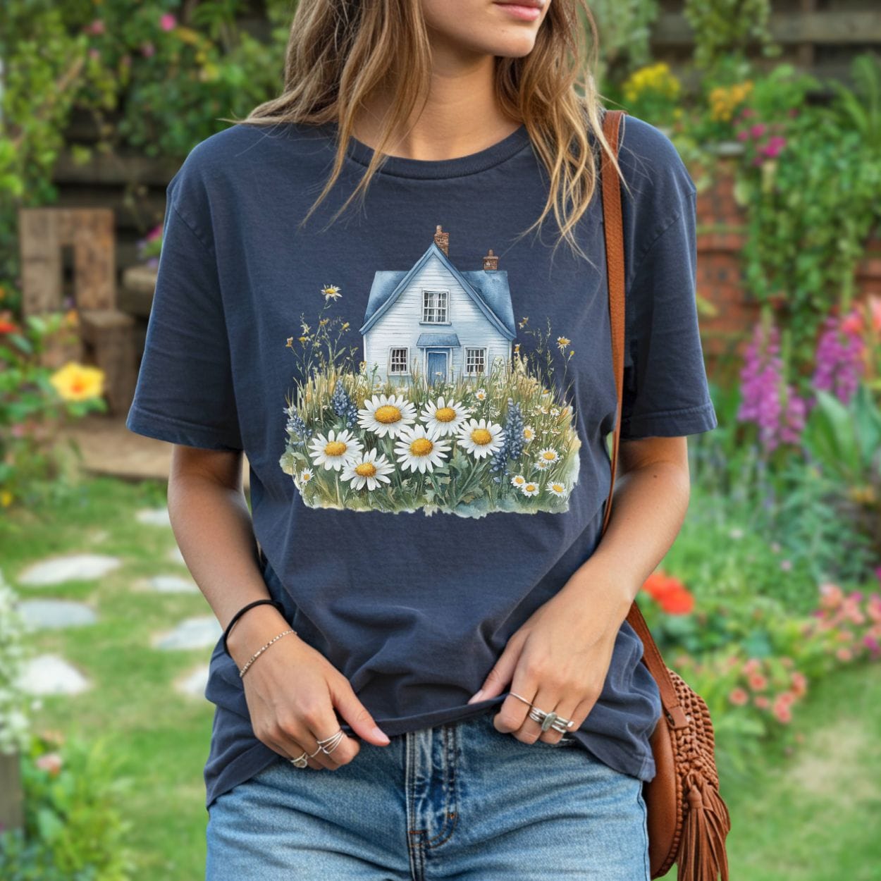 Summer Cottage & Wildflower Field T-Shirt