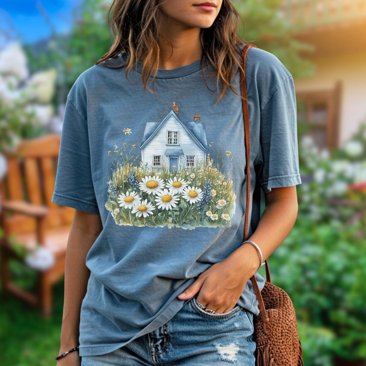 Summer Cottage & Wildflower Field T-Shirt