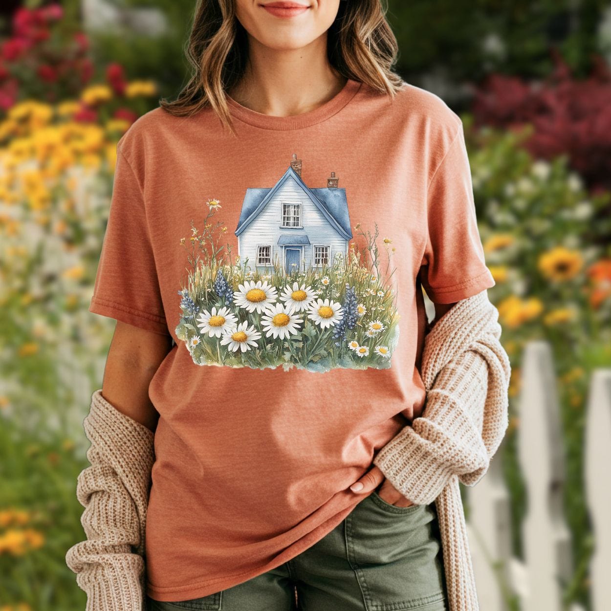 Summer Cottage & Wildflower Field T-Shirt