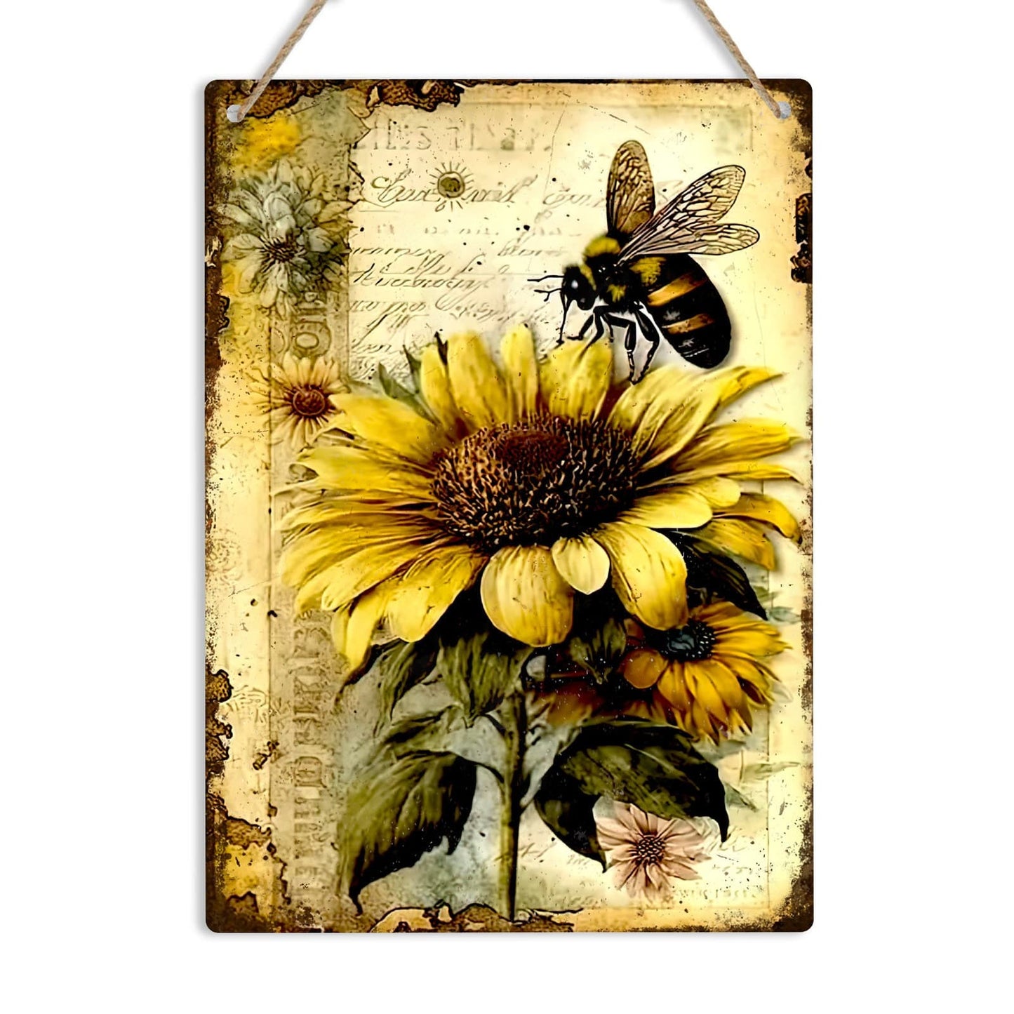 Sunflower And Bee Metal Sign