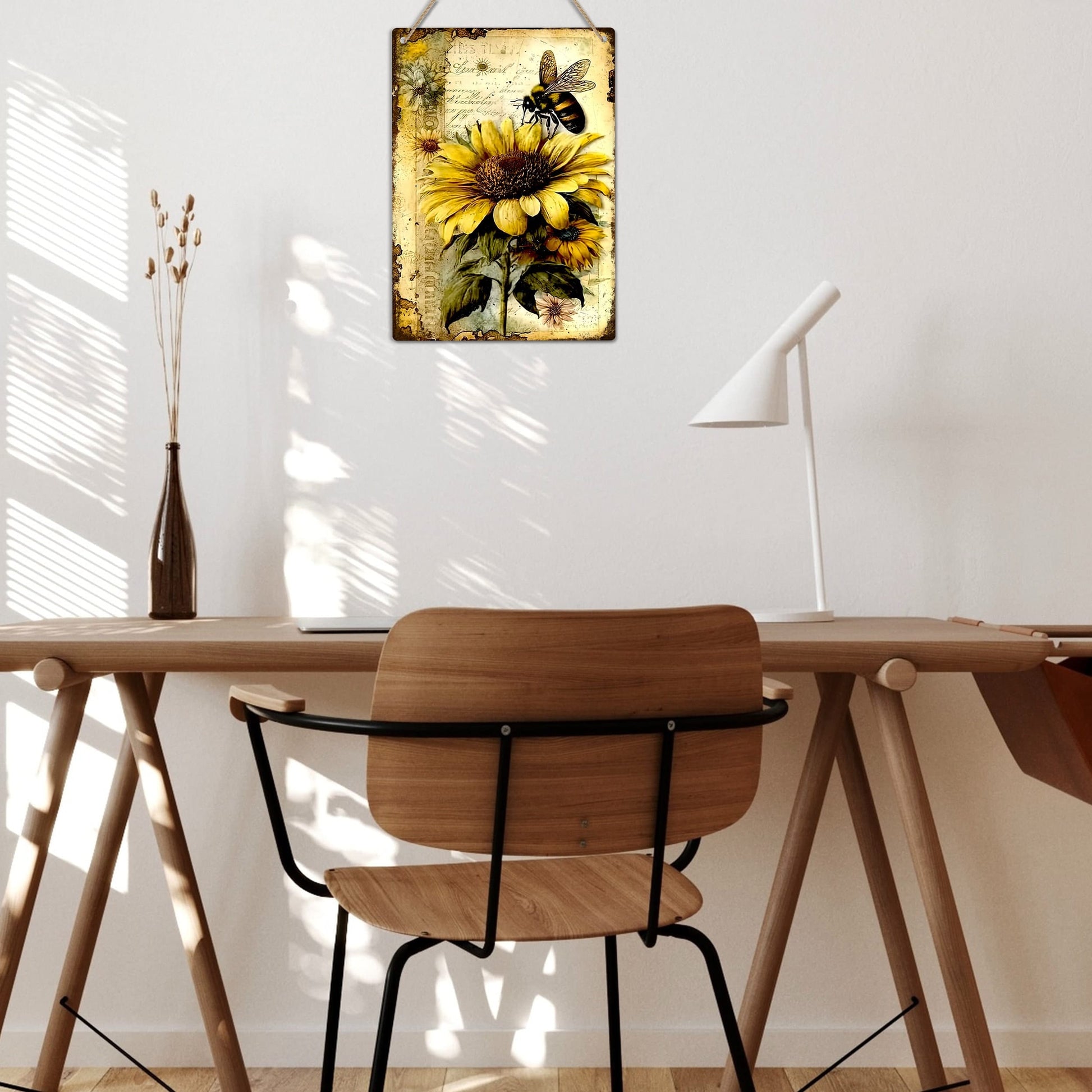 Sunflower And Bee Metal Sign