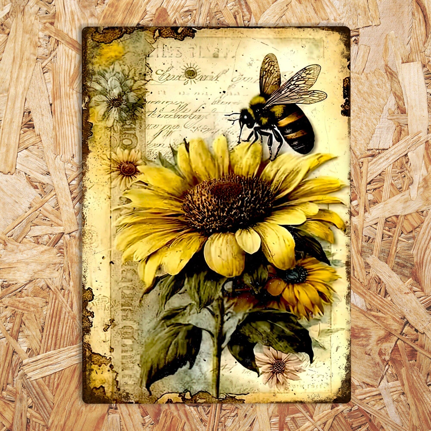 Sunflower And Bee Metal Sign