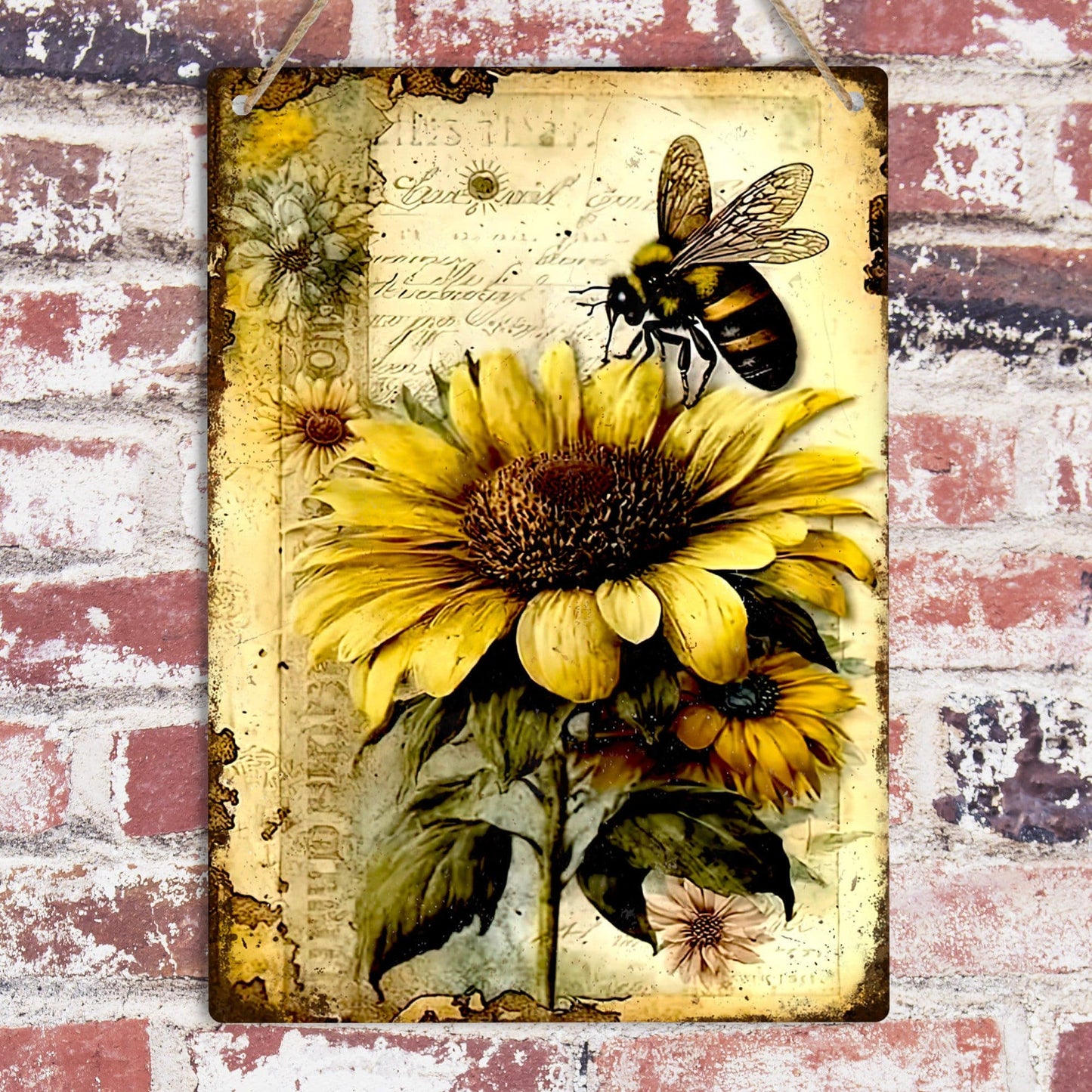 Sunflower And Bee Metal Sign