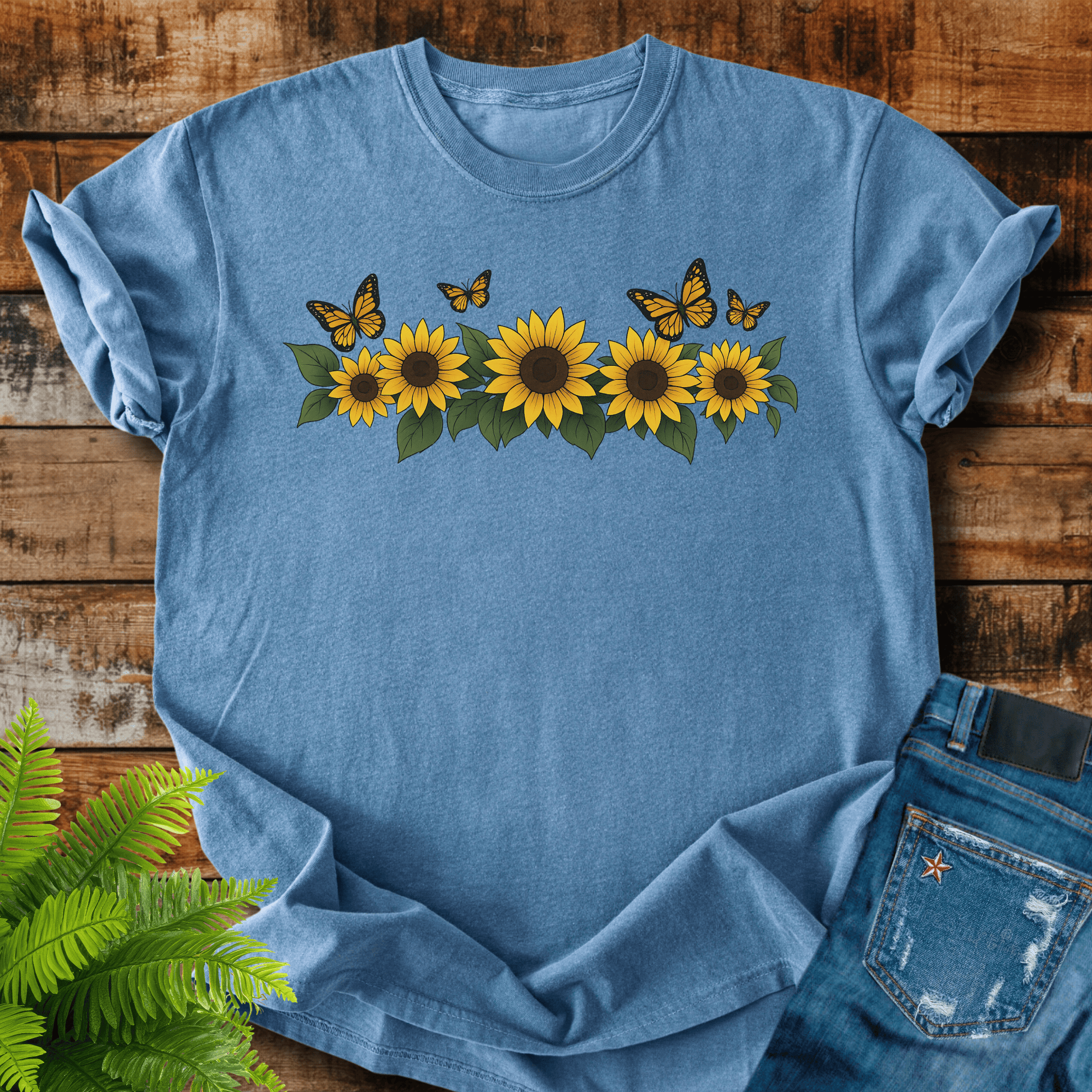 Sunflowers Butterflies T-shirt