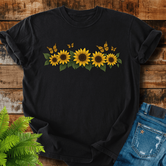 Sunflowers Butterflies T-shirt