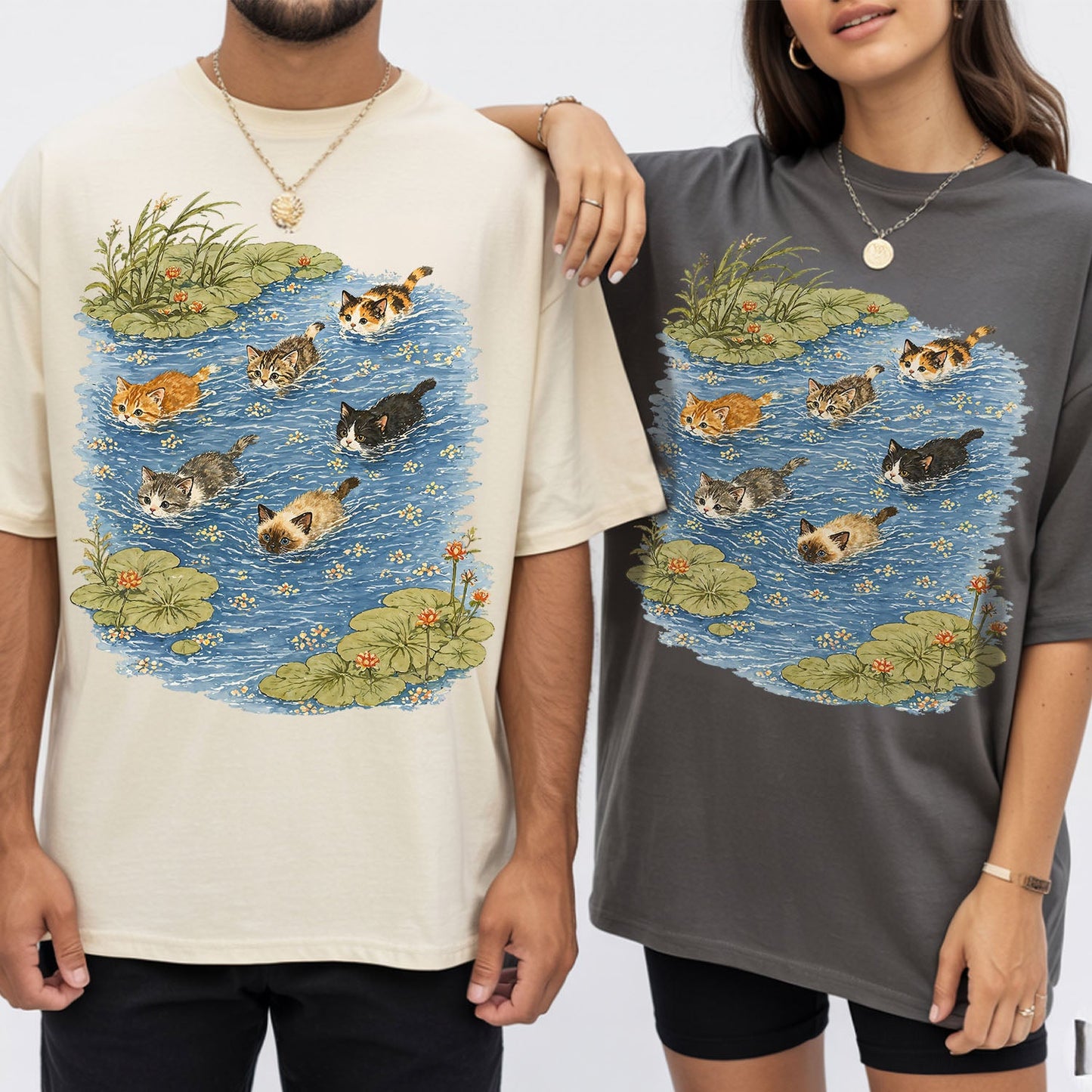 Swimming Cats in Pond T-Shirt