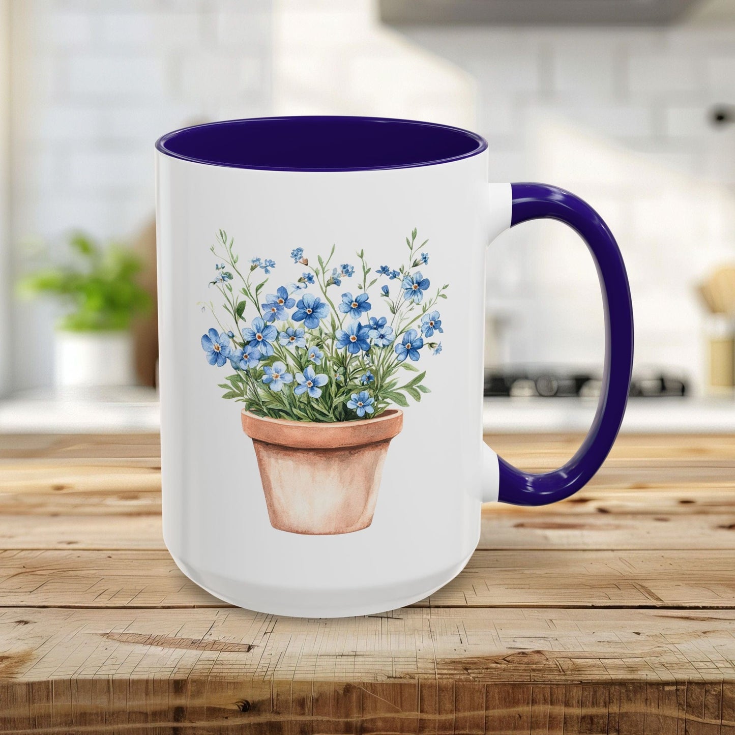 Terracotta Pot with Blue Forget-Me-Nots Mug (11/15oz)