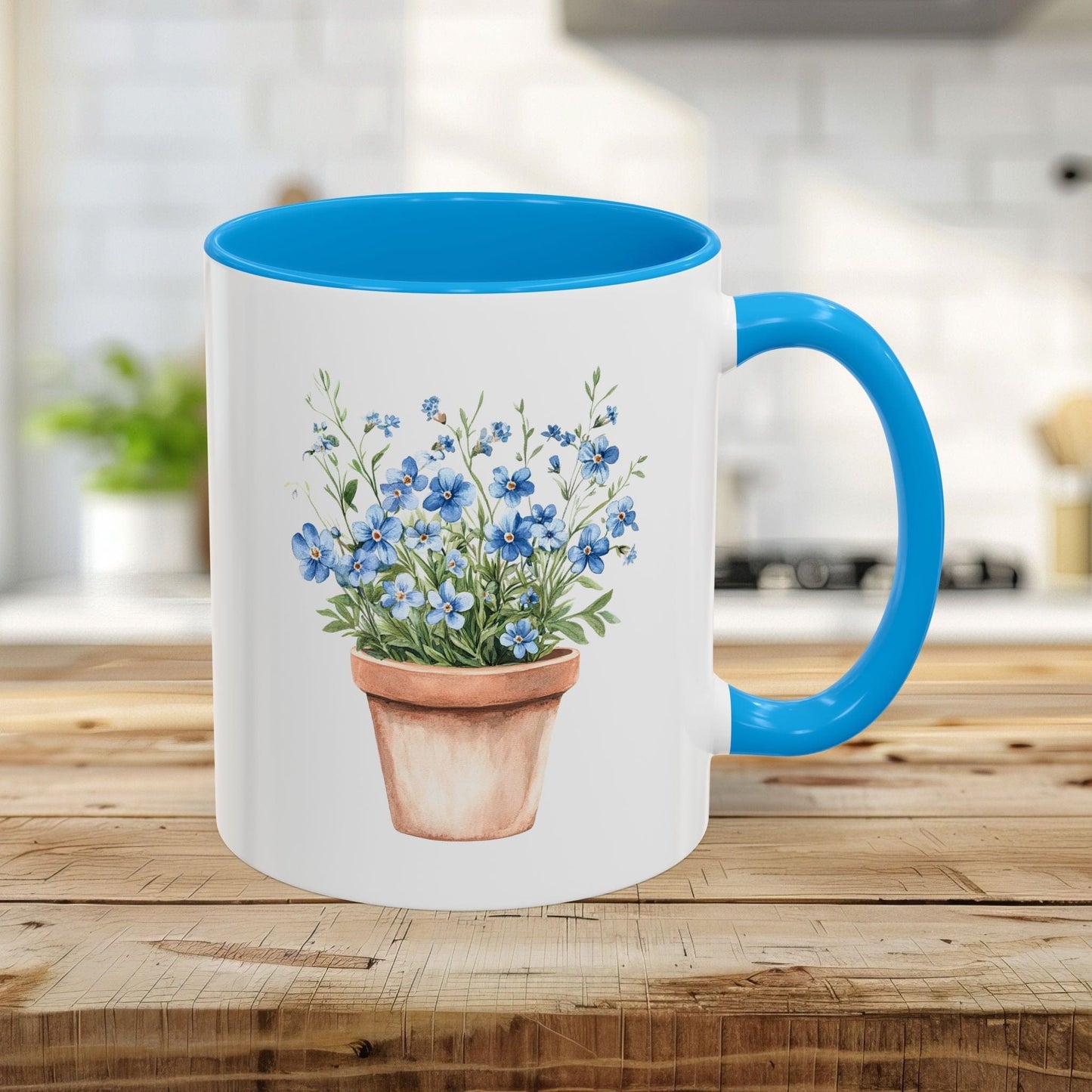 Terracotta Pot with Blue Forget-Me-Nots Mug (11/15oz)