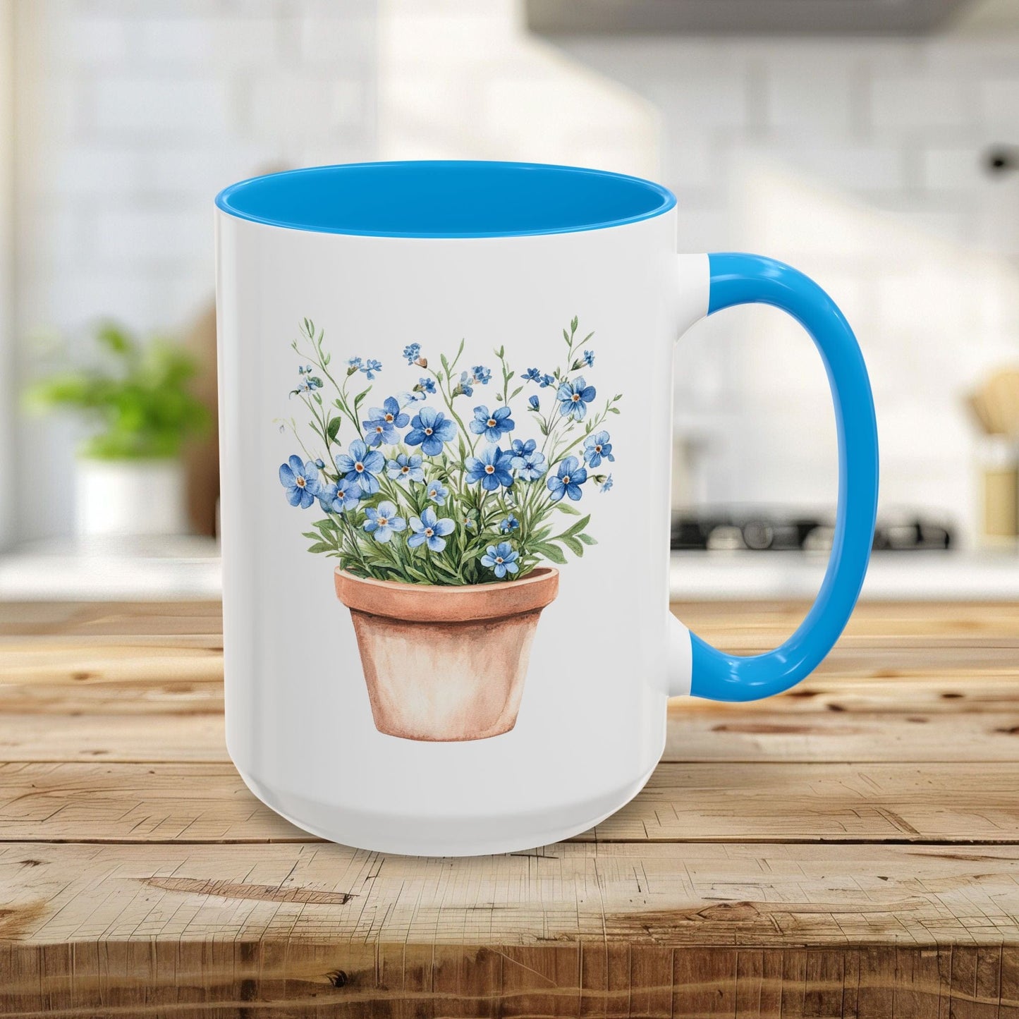 Terracotta Pot with Blue Forget-Me-Nots Mug (11/15oz)