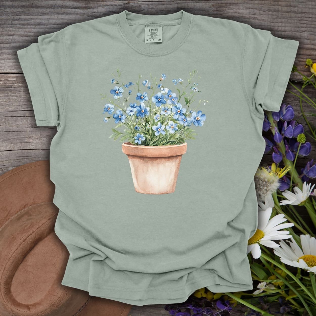 Terracotta Pot with Blue Forget-Me-Nots T-Shirt