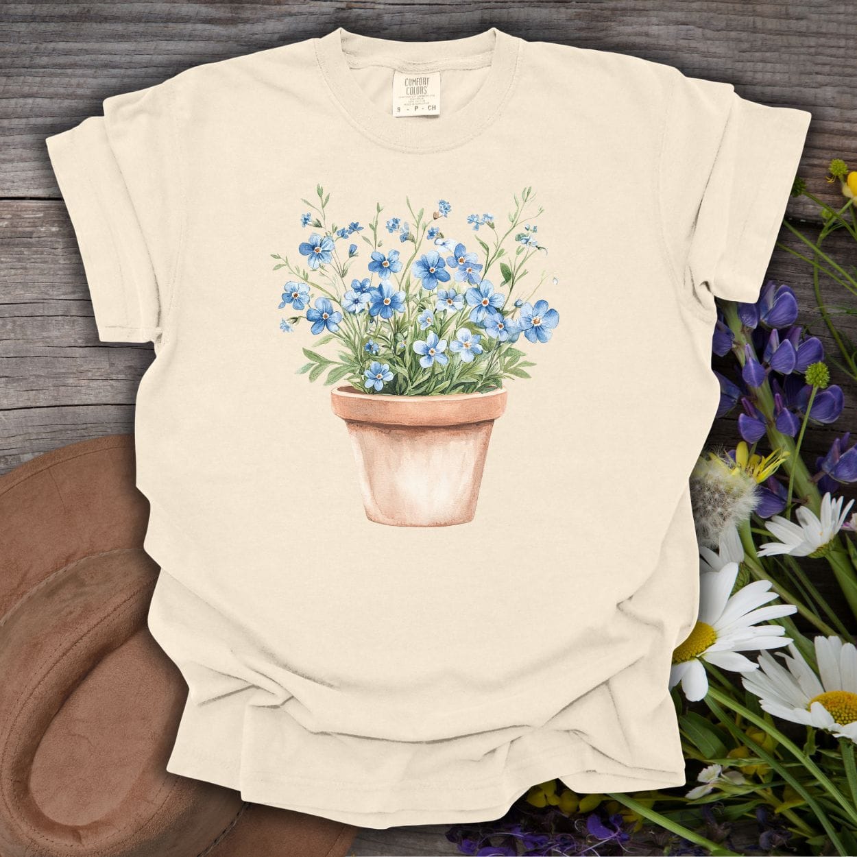 Terracotta Pot with Blue Forget-Me-Nots T-Shirt