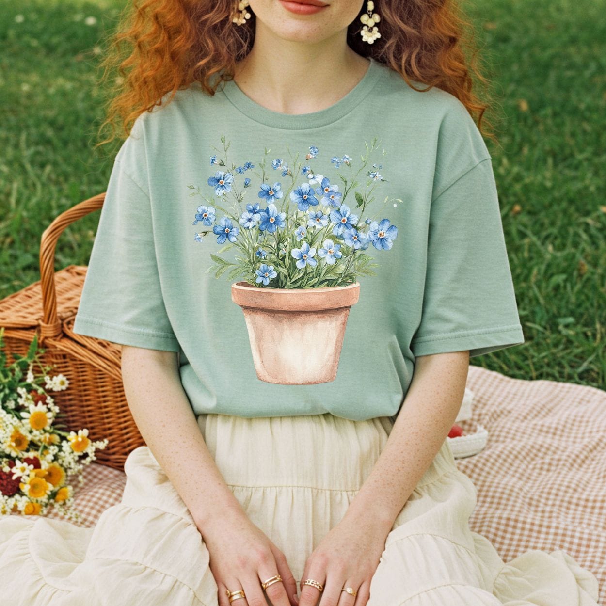 Terracotta Pot with Blue Forget-Me-Nots T-Shirt
