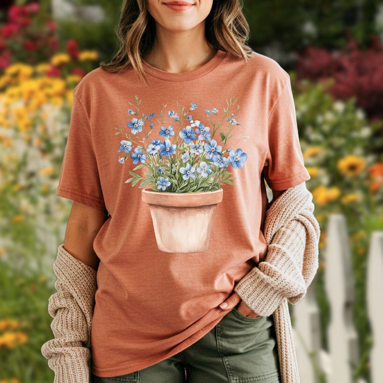 Terracotta Pot with Blue Forget-Me-Nots T-Shirt