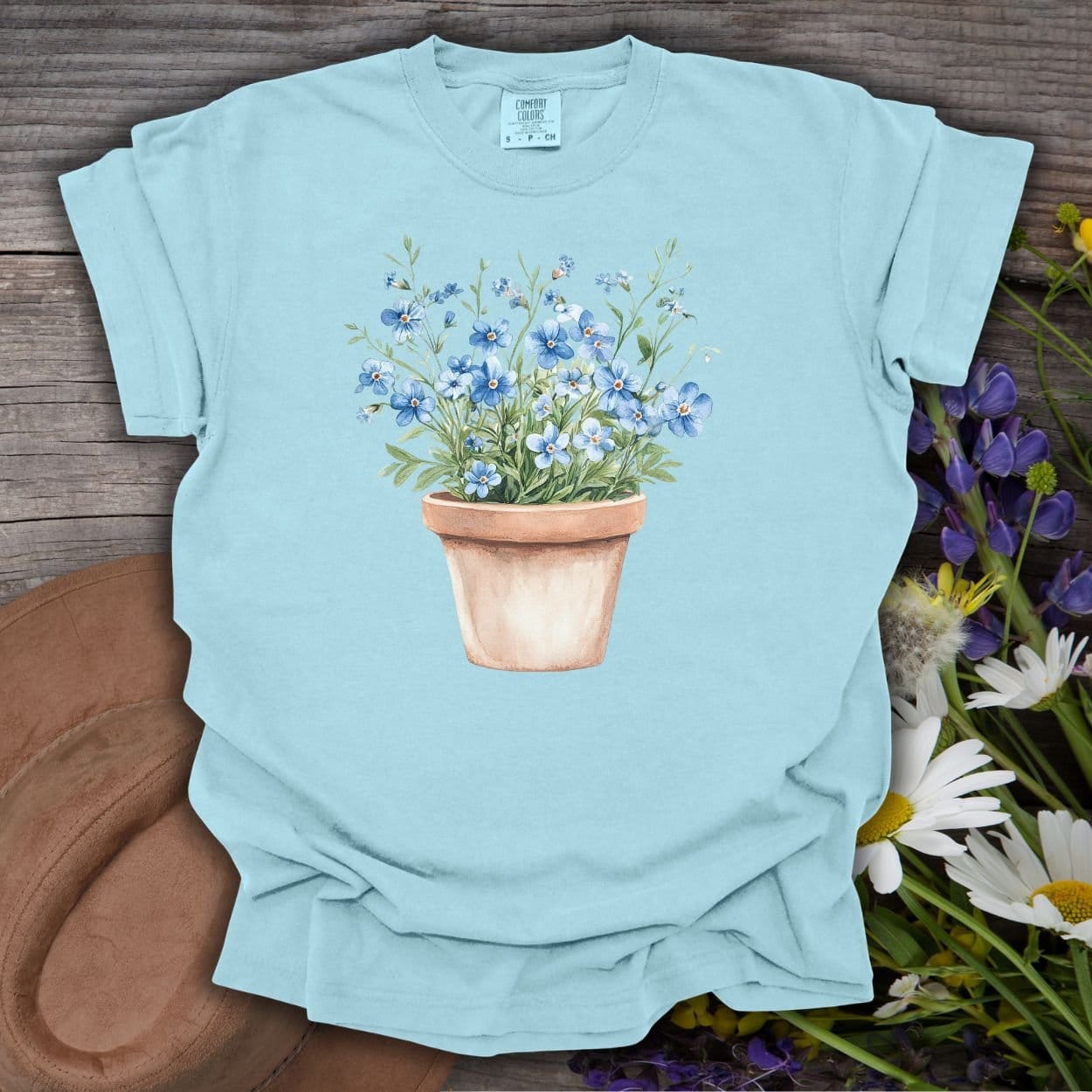 Terracotta Pot with Blue Forget-Me-Nots T-Shirt