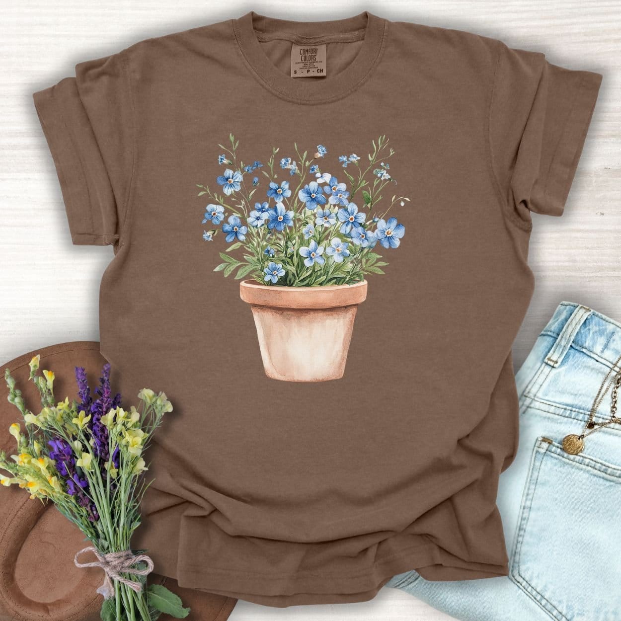 Terracotta Pot with Blue Forget-Me-Nots T-Shirt