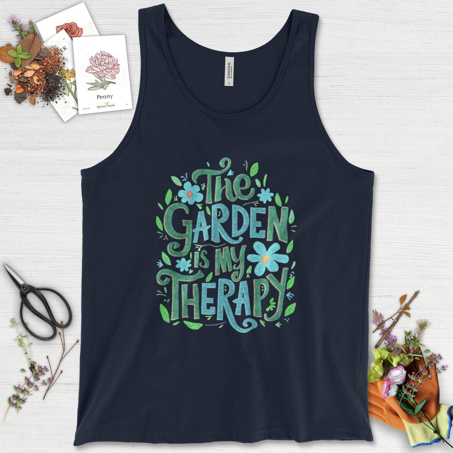 The Garden Is My Therapy Graphic Tank Top