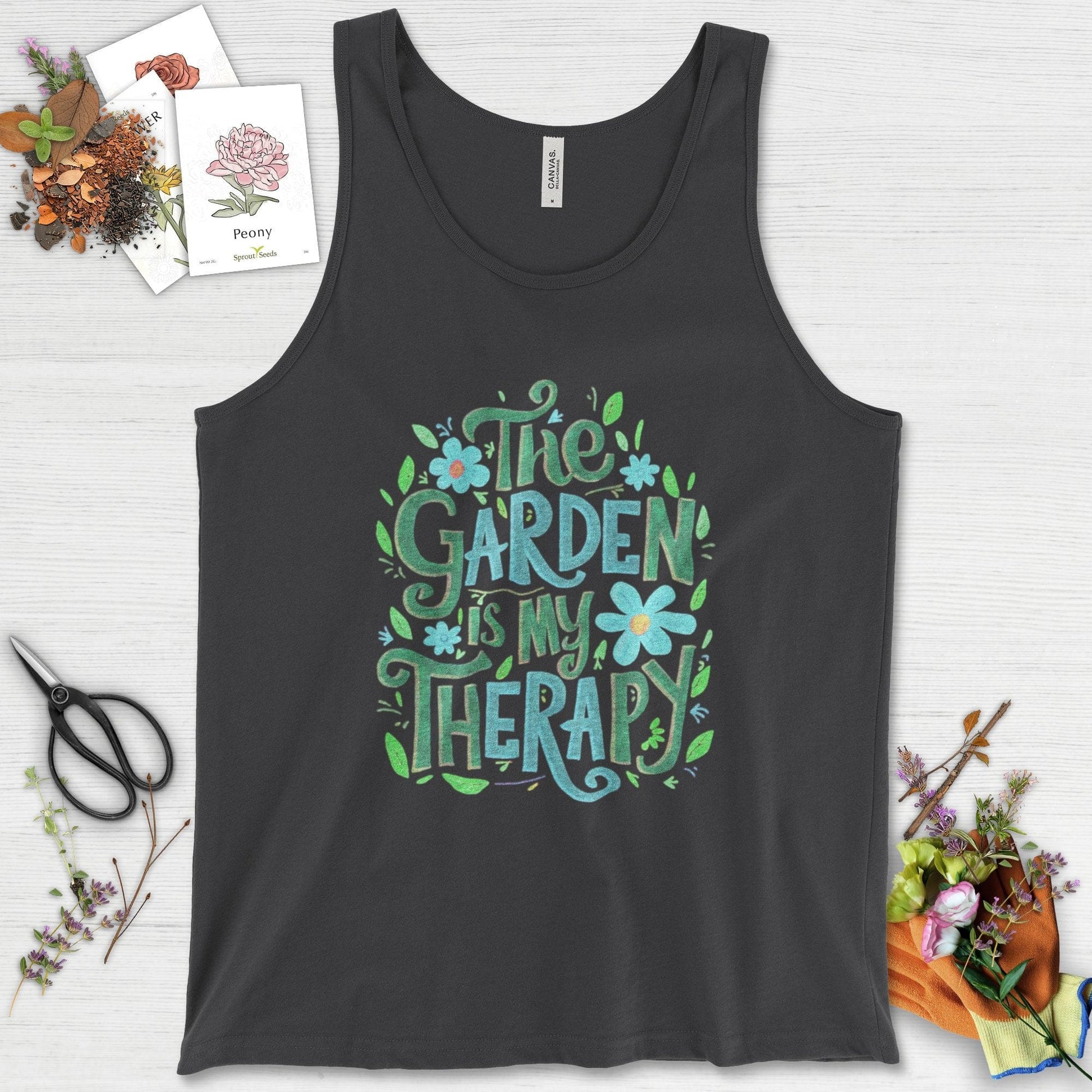 The Garden Is My Therapy Graphic Tank Top