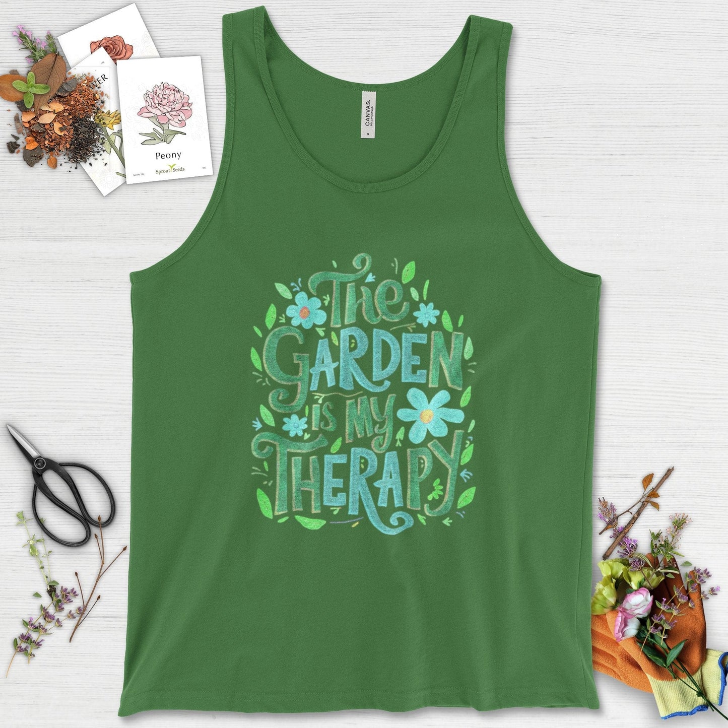 The Garden Is My Therapy Graphic Tank Top