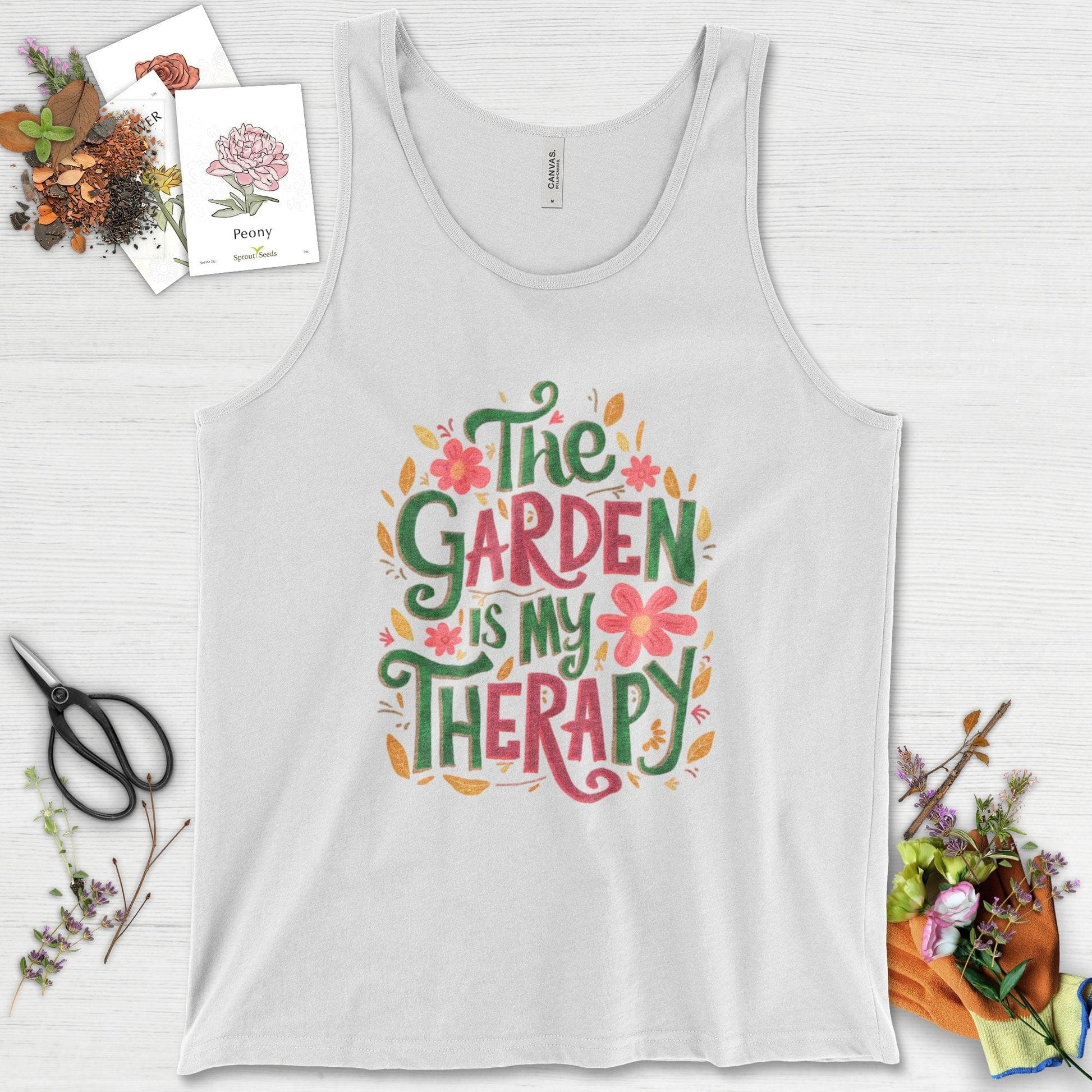 The Garden Is My Therapy Graphic Tank Top
