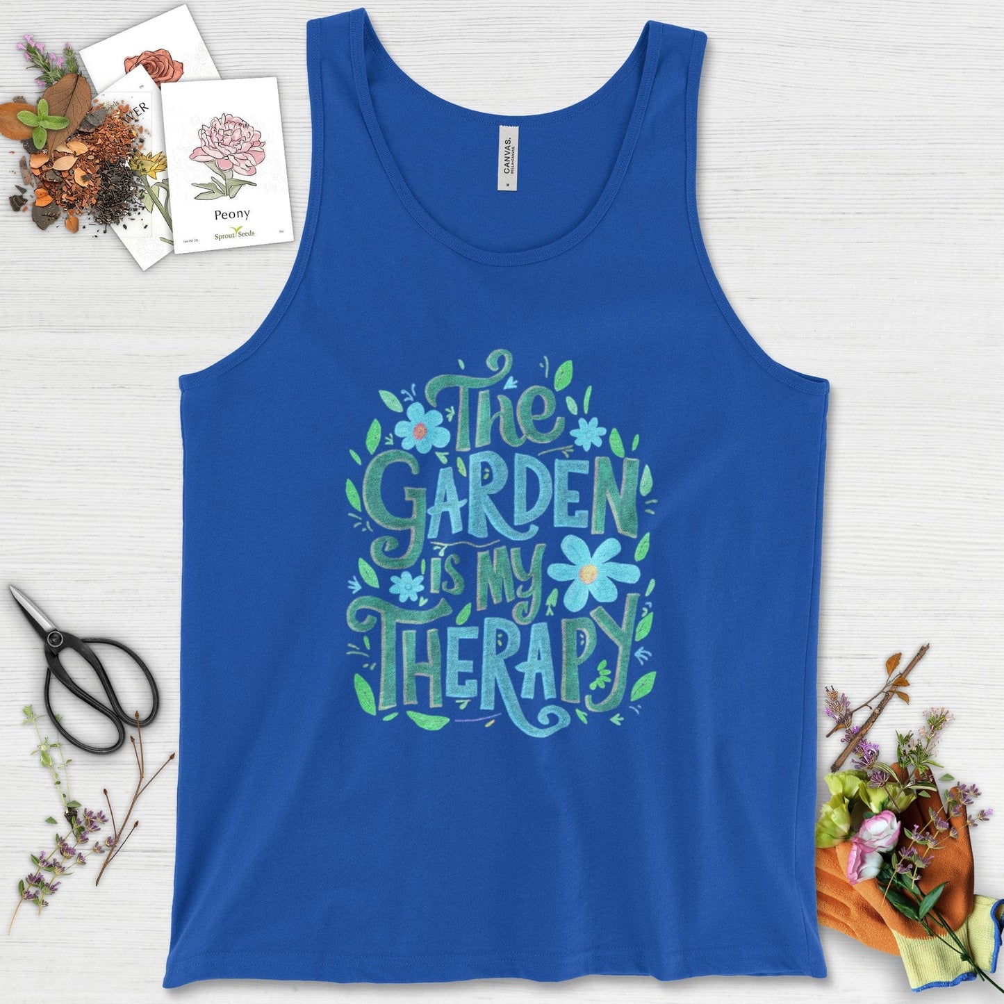The Garden Is My Therapy Graphic Tank Top