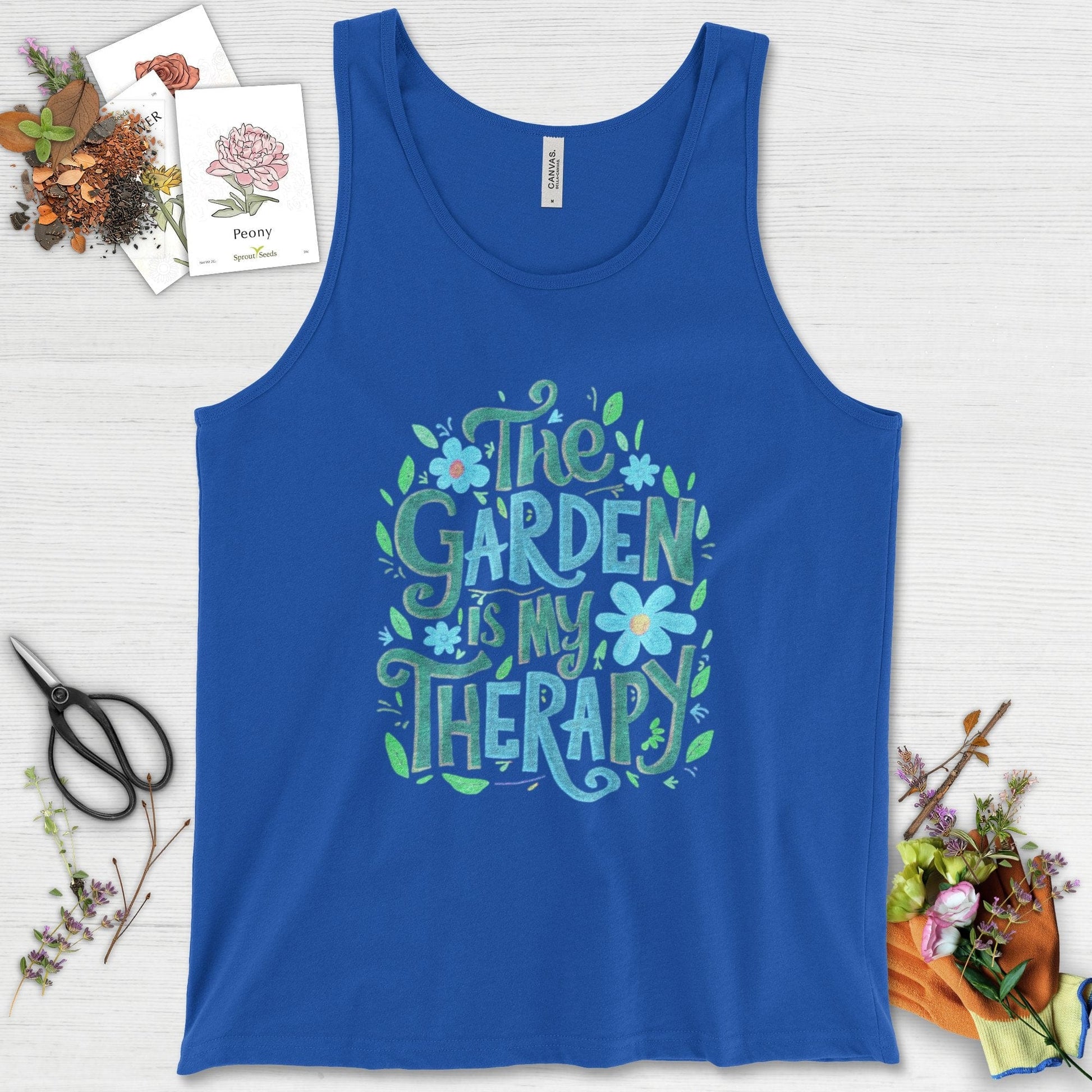 The Garden Is My Therapy Graphic Tank Top