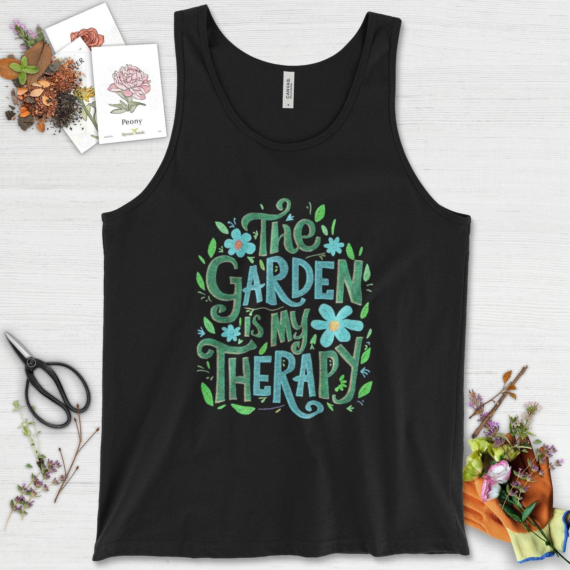 The Garden Is My Therapy Graphic Tank Top