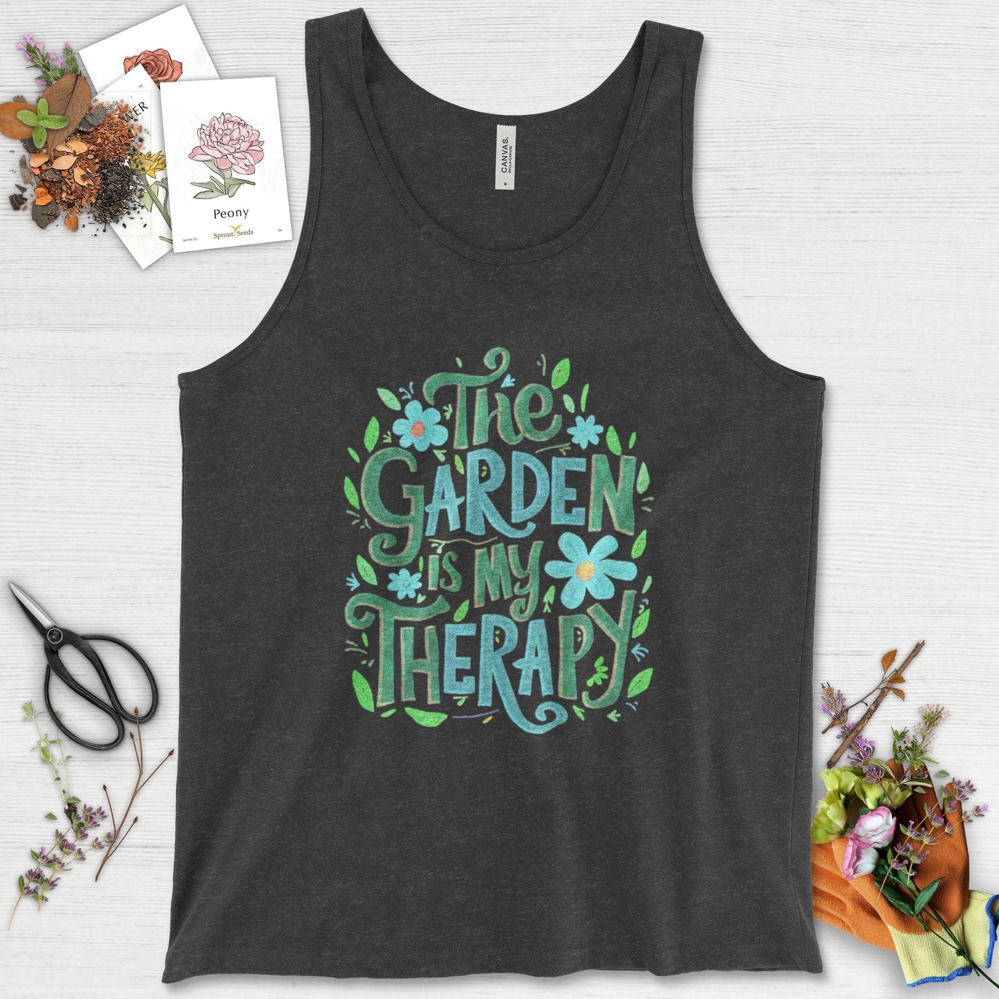 The Garden Is My Therapy Graphic Tank Top