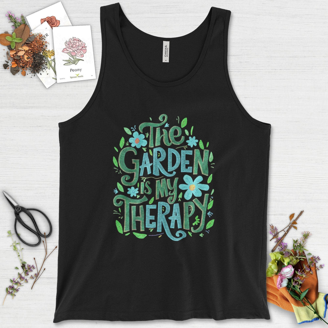 The Garden Is My Therapy Graphic Tank Top