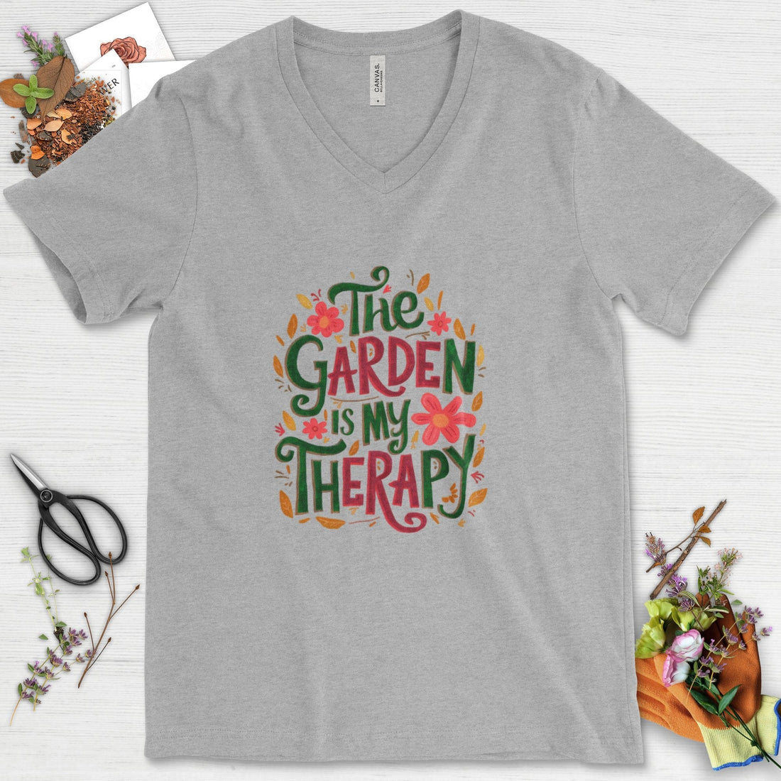 The Garden Is My Therapy Graphic V-Neck