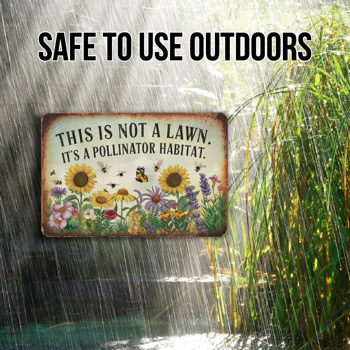 This Is Not A Lawn. It's A Pollinator Habitat Metal Sign