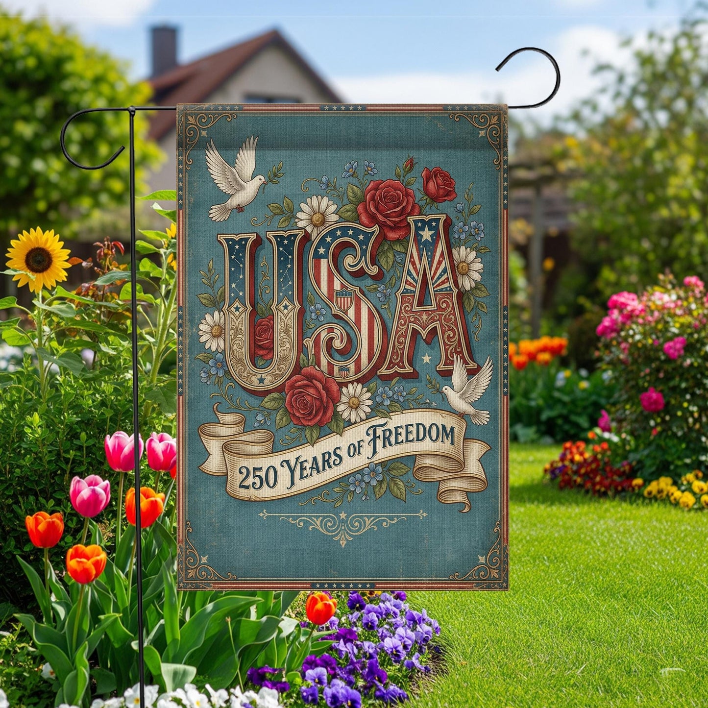 USA 250 Years of Freedom Garden Flag