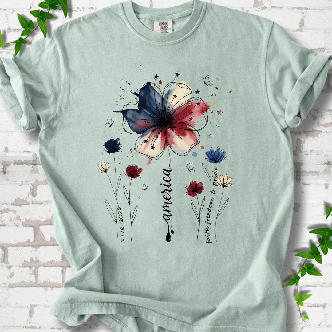 USA 250th Anniversary Floral T-Shirt
