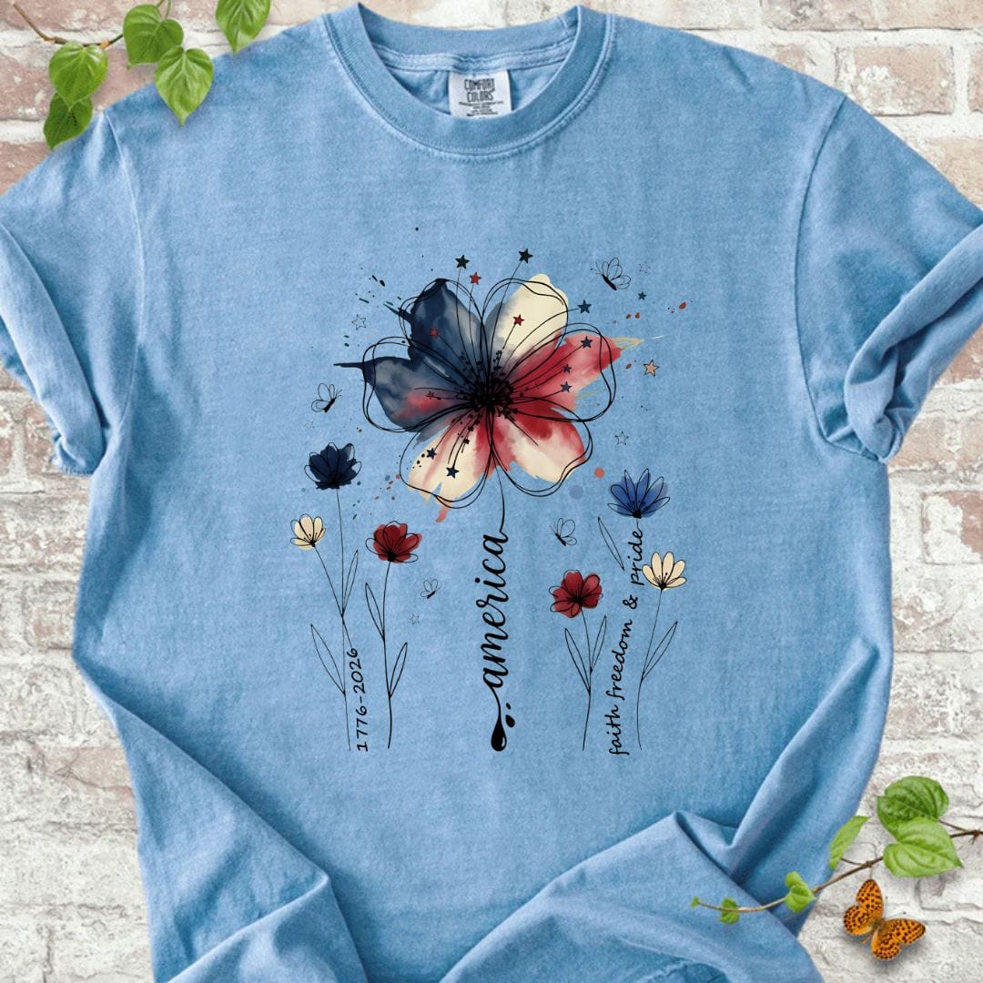 USA 250th Anniversary Floral T-Shirt