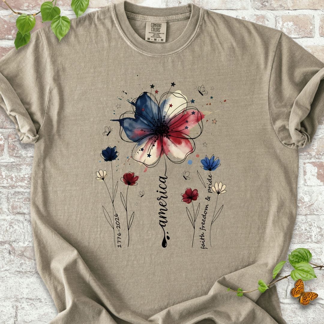 USA 250th Anniversary Floral T-Shirt