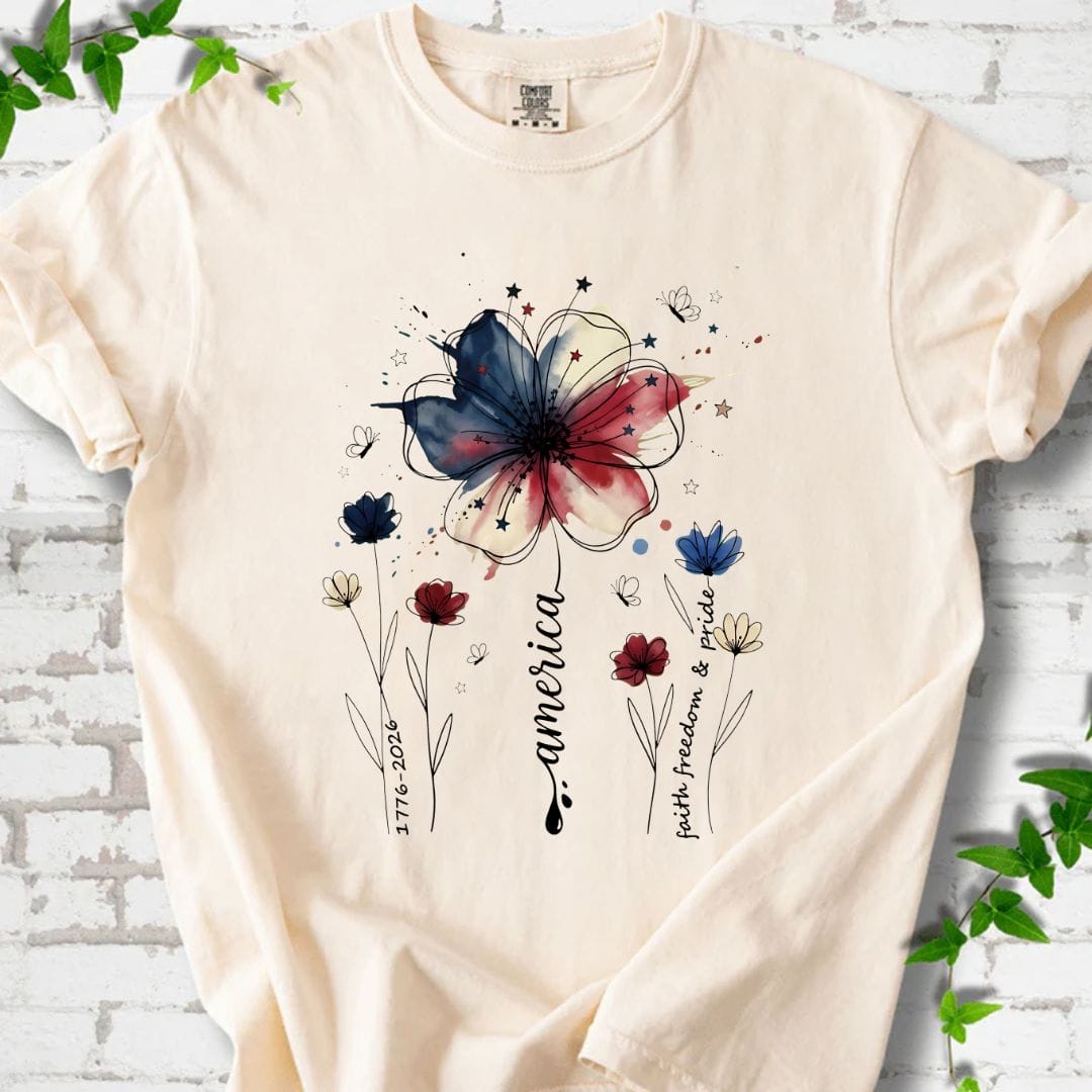 USA 250th Anniversary Floral T-Shirt