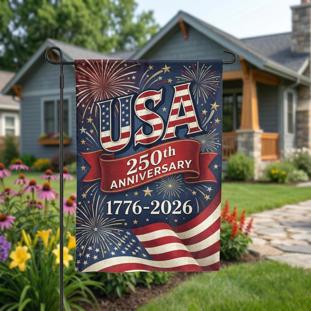 USA 250th Anniversary Garden Flag