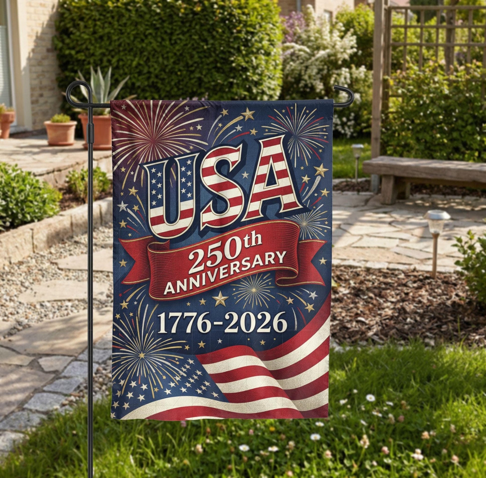 USA 250th Anniversary Garden Flag