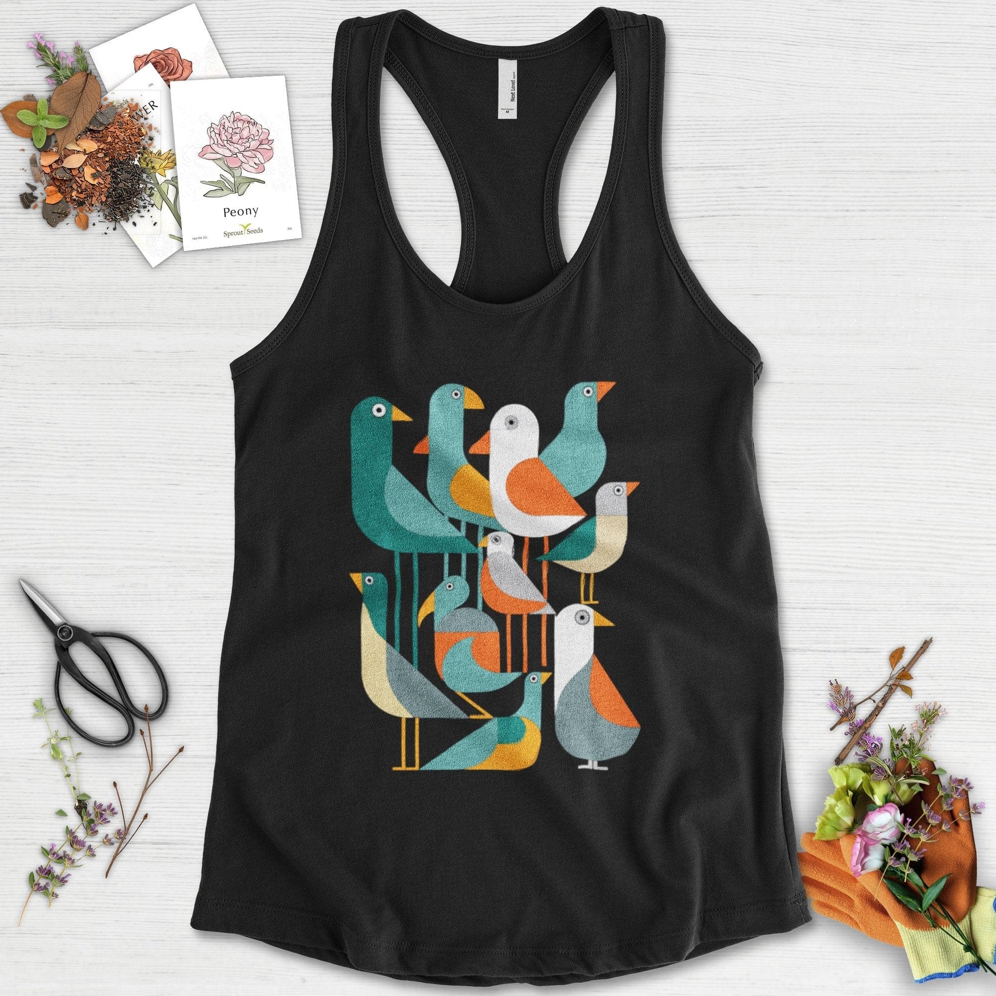 Vibrant Birds Garden Racerback