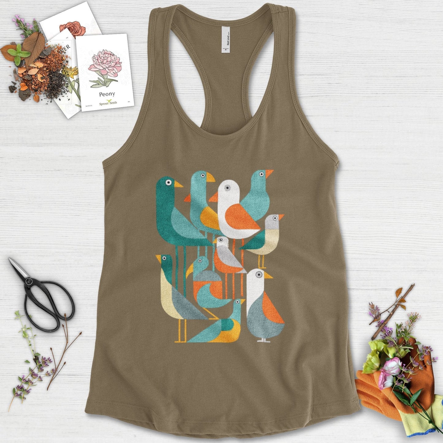 Vibrant Birds Garden Racerback