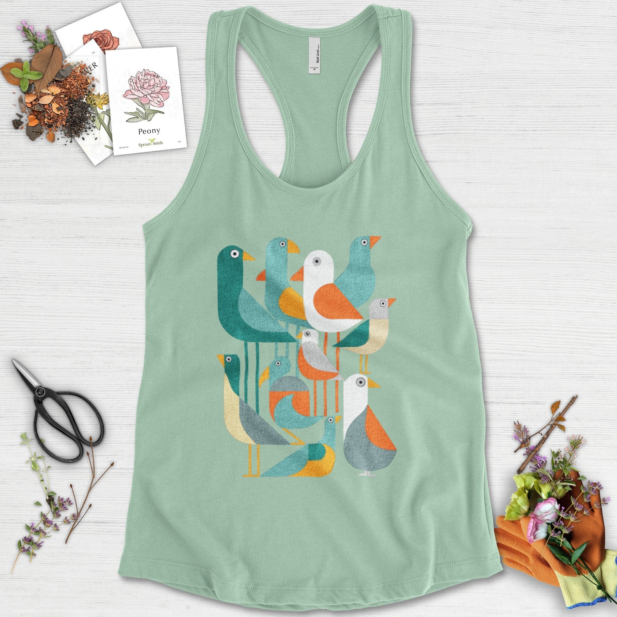 Vibrant Birds Garden Racerback