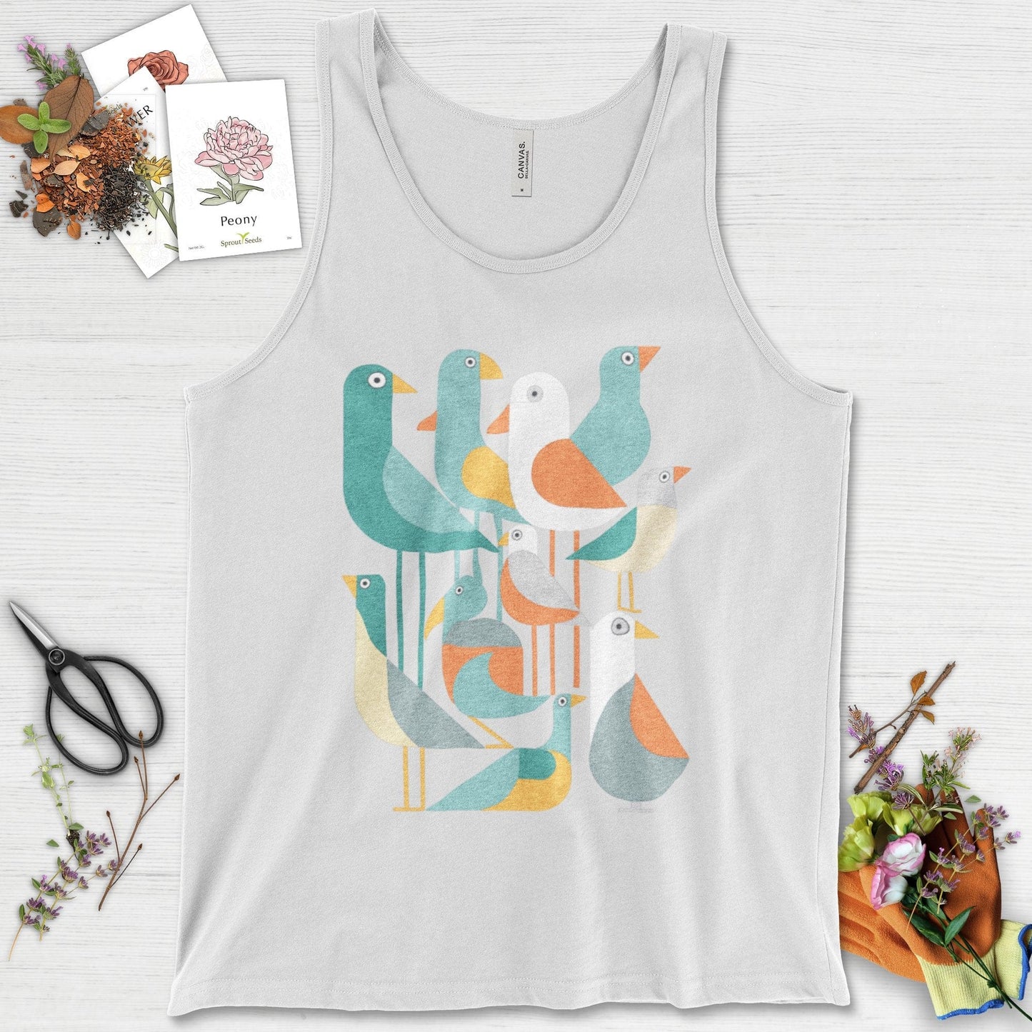 Vibrant Birds Garden Tank Top