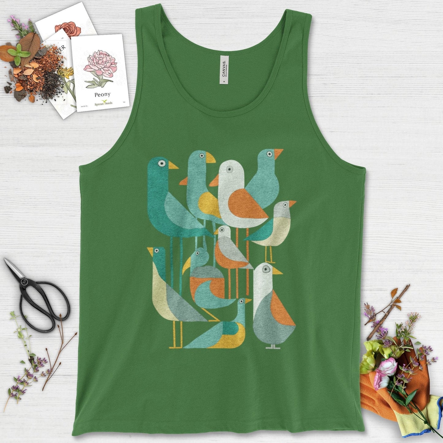 Vibrant Birds Garden Tank Top