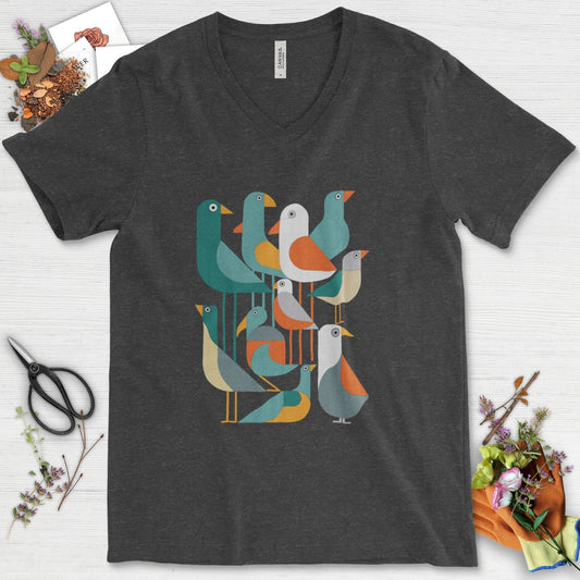 Vibrant Birds Garden V-Neck