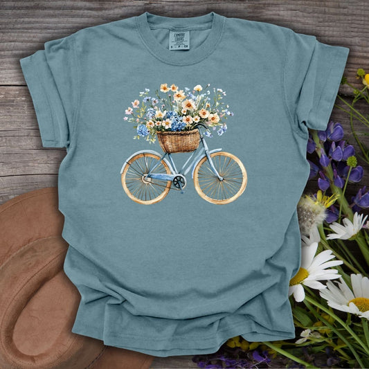 Vintage Bicycle with Basket of Wildflowers T-Shirt