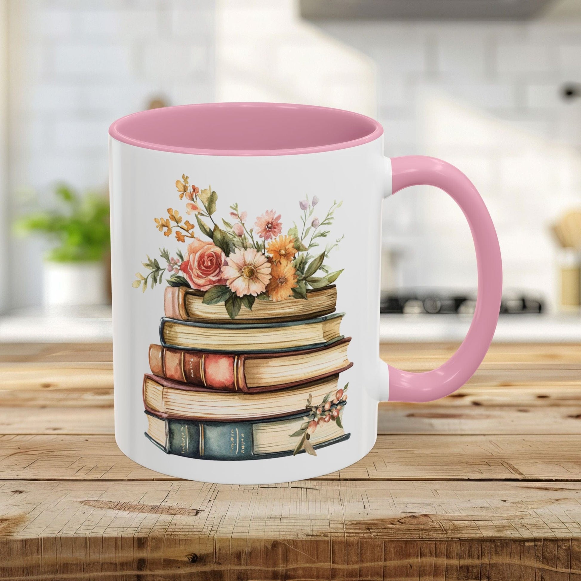 Vintage Books and Summer Flowers Mug (11/15oz)