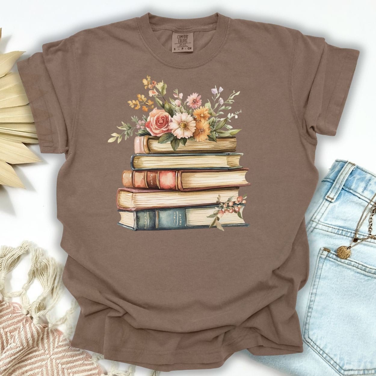 Vintage Books & Summer Flowers T-Shirt