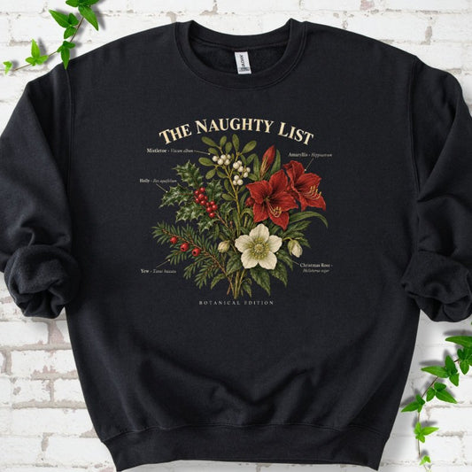 Vintage Christmas Botanical Plate Sweatshirt in Black – PlotlyGarden